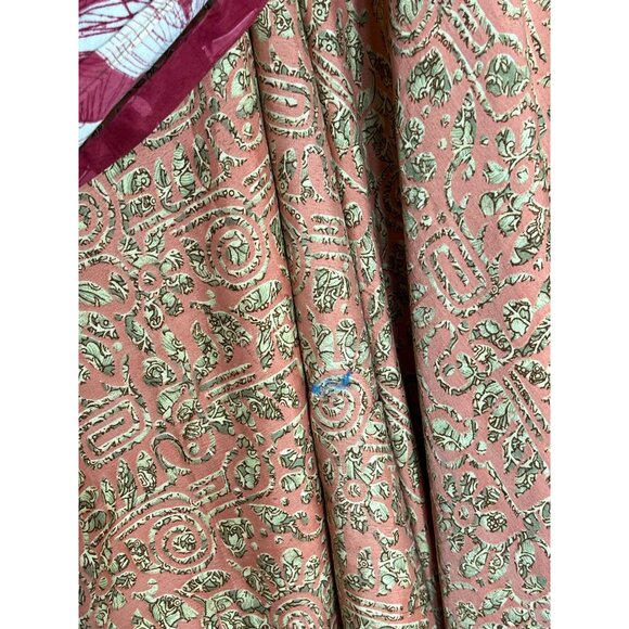 Wrap Sari Skirt Maxi Reversible Layers Red Chiffon Satin Boho Gypsy Womens 1 Sz - Picture 8 of 14